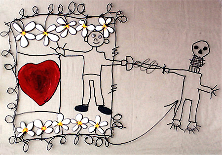 Fil de fer, painture a huile sur rsine. 147cmX103cm. Prix 8000Fr.