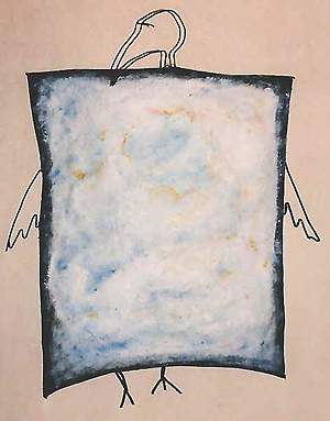 Fils de cuivre, sable coll sur toile, painture a huile. 54cmX70cm. Prix 3000Fr.